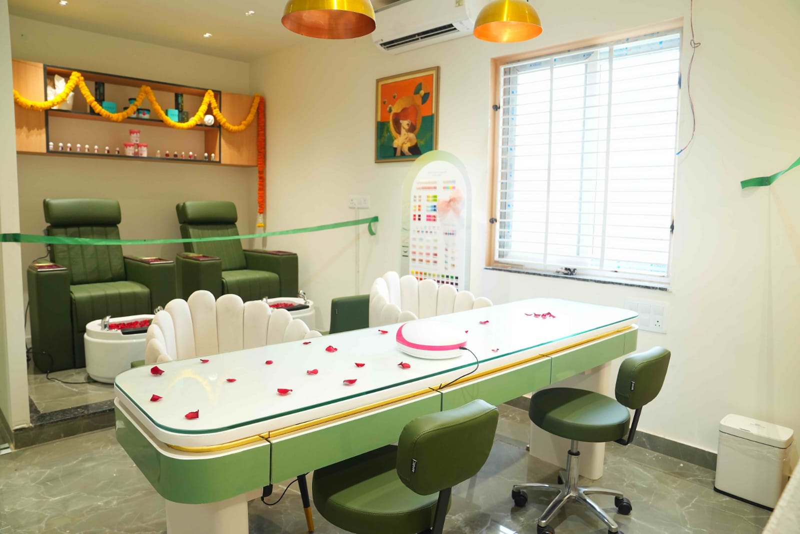 Nail studio with manicure stations